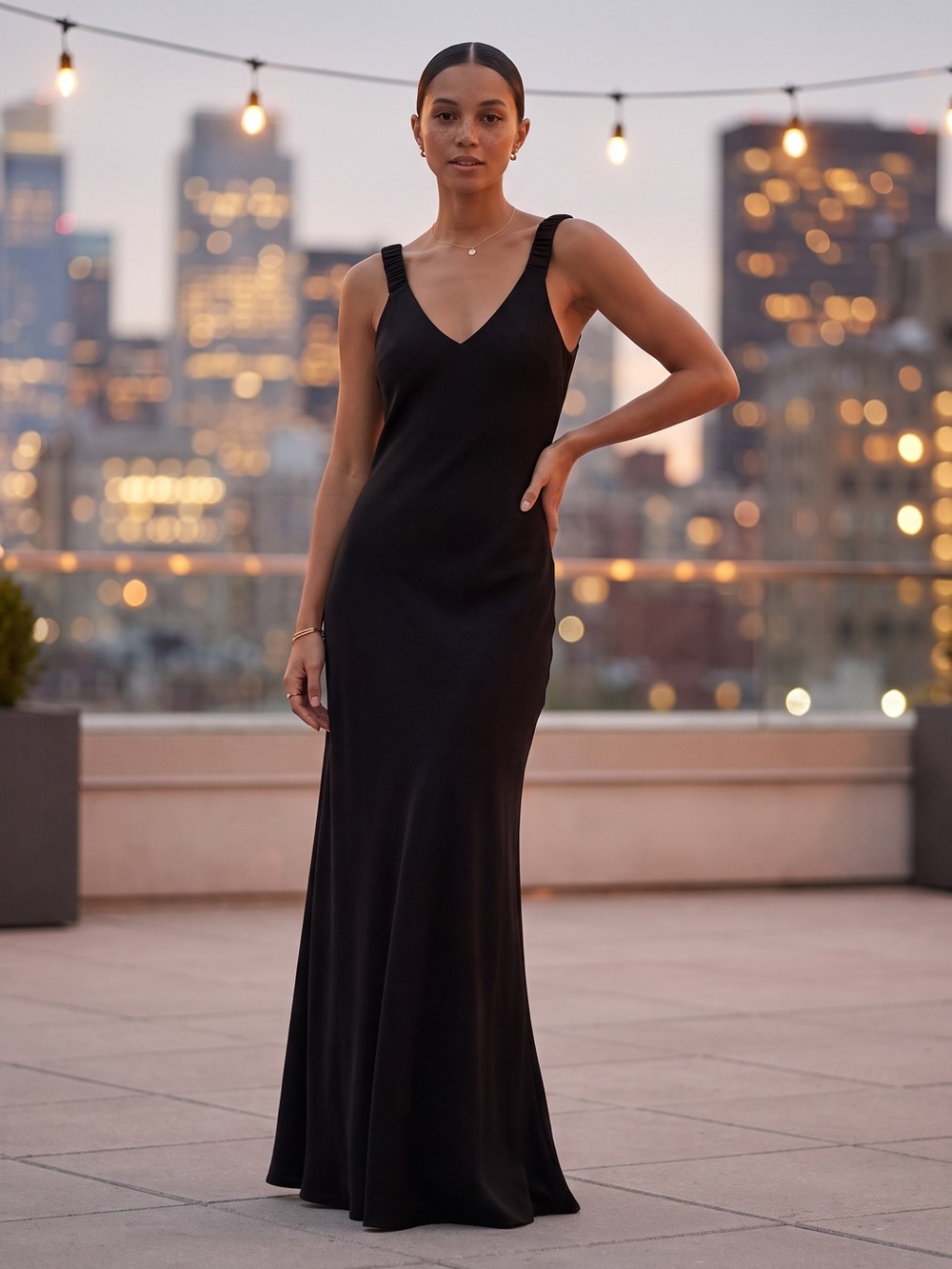 BROCHU WALKER Stella Bias Dress in Black Onyx Size Small